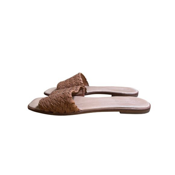 Madewell Lianne Braided Tan Leather Slides‎ Size 9.5 Sandals Flats Beach Cruise - Picture 4 of 10